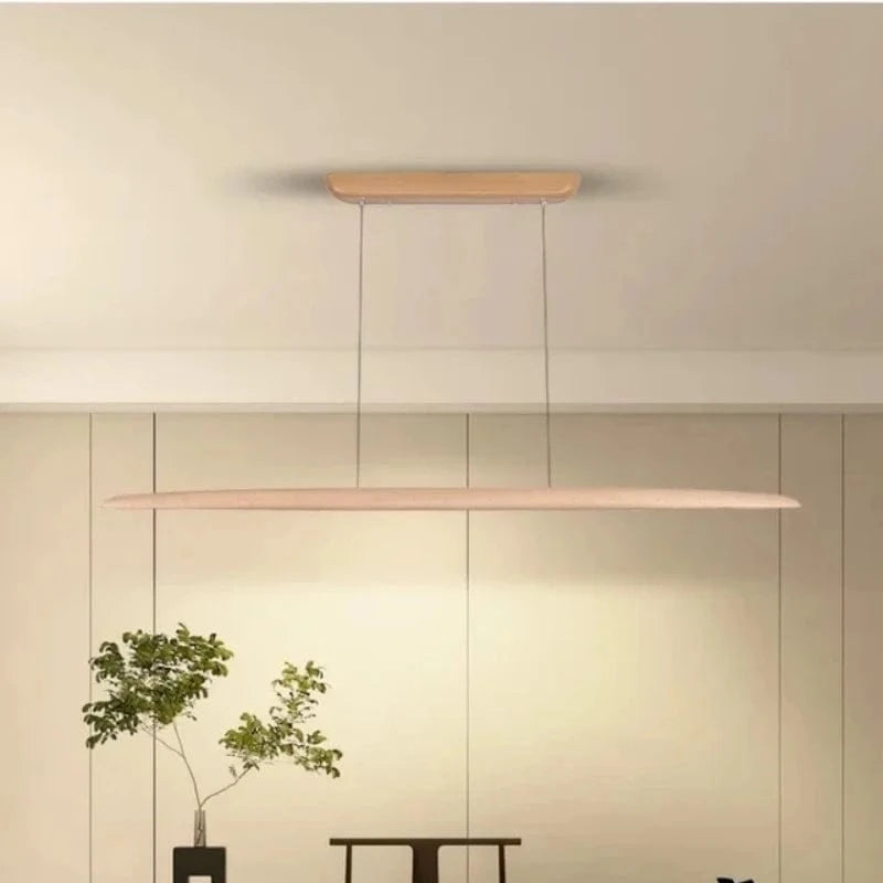 Suspension barre led bois plate