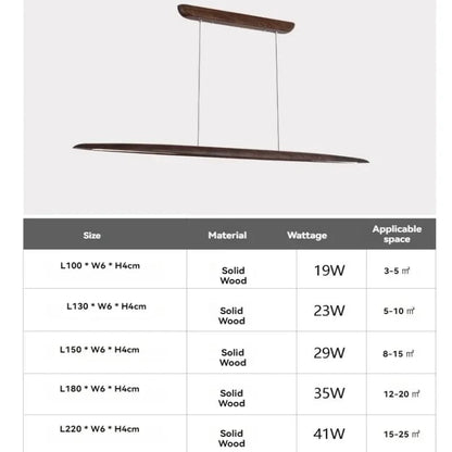 Suspension barre led bois plate