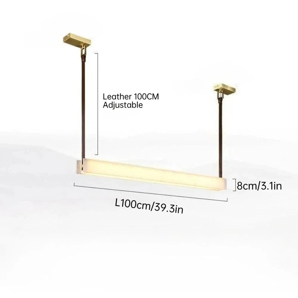 L100CM / 3 Color Light Suspension barre led en marbre espagnol et lanière en cuir