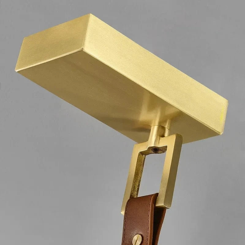 Suspension barre led en marbre espagnol et lanière en cuir