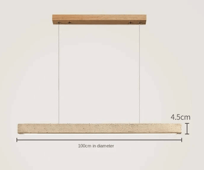 A-100CM Suspension barre led en pierre de travertin base bois