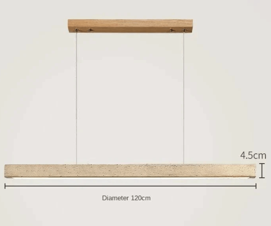 A-120CM Suspension barre led en pierre de travertin base bois