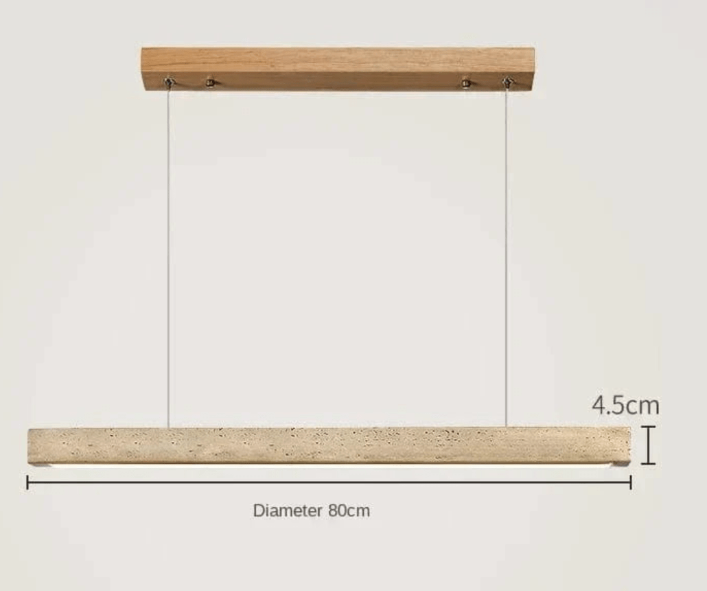 A-80CM Suspension barre led en pierre de travertin base bois