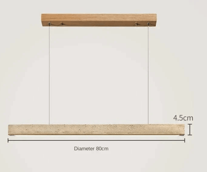 A-80CM Suspension barre led en pierre de travertin base bois