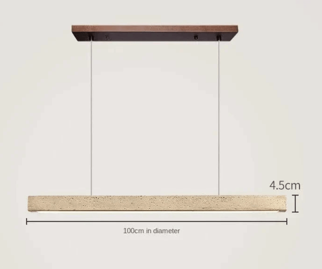 B-100CM Suspension barre led en pierre de travertin base bois