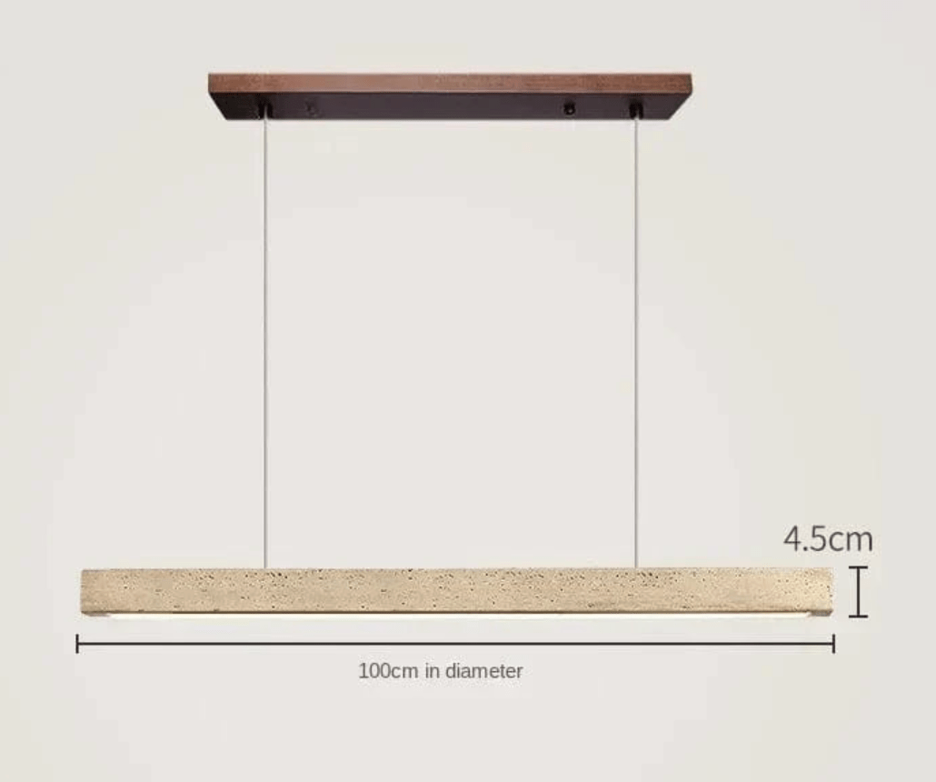 B-100CM Suspension barre led en pierre de travertin base bois