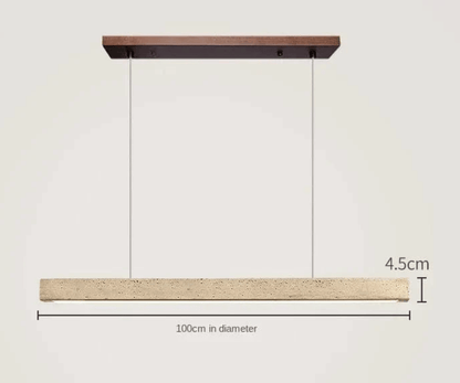 B-100CM Suspension barre led en pierre de travertin base bois