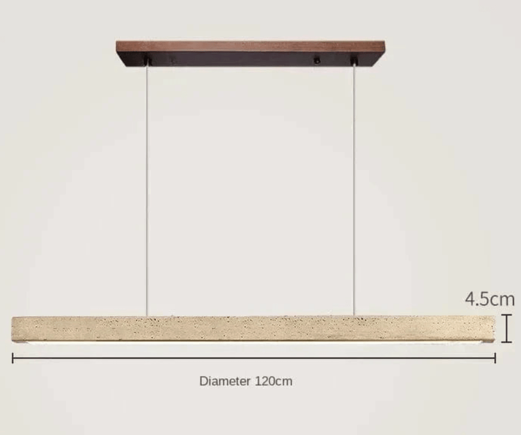 B-120CM Suspension barre led en pierre de travertin base bois