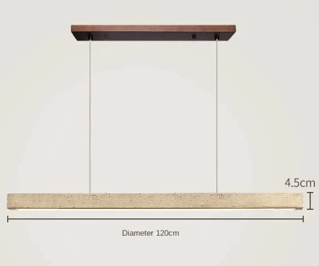 B-120CM Suspension barre led en pierre de travertin base bois