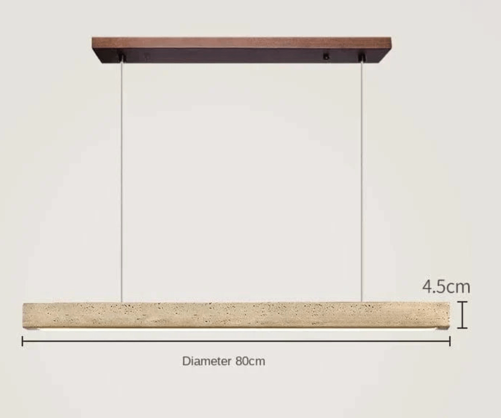 B-80CM Suspension barre led en pierre de travertin base bois