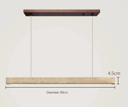 B-80CM Suspension barre led en pierre de travertin base bois