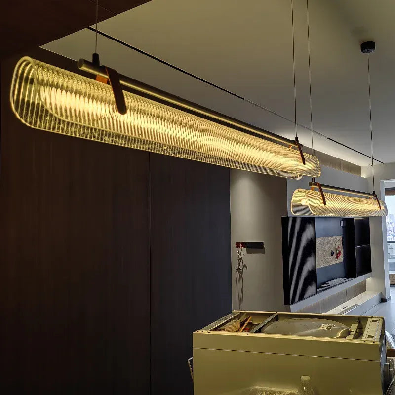 Suspension barre LED finition cuir