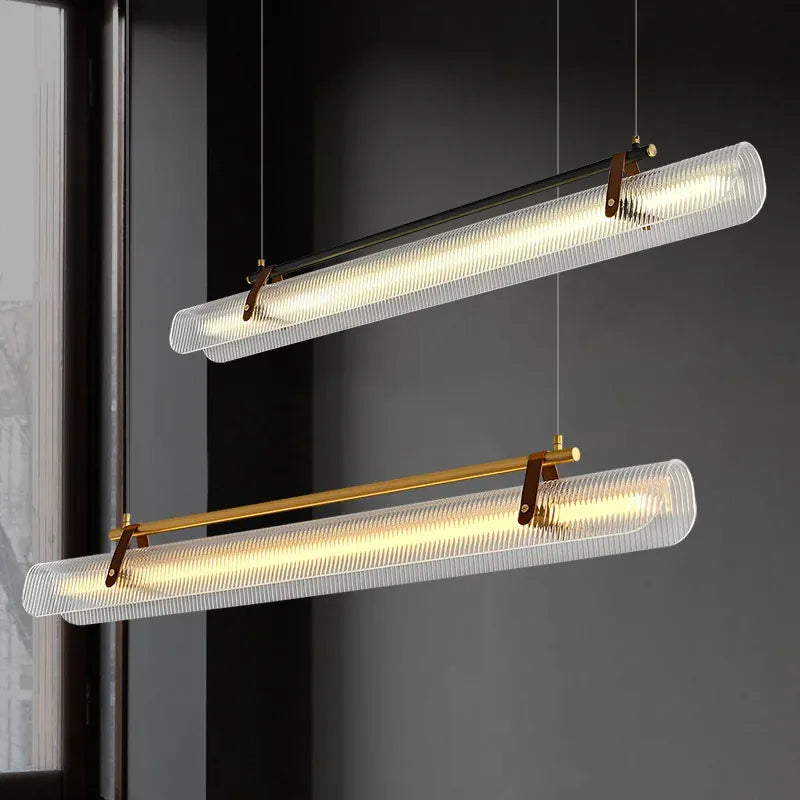 Suspension barre LED finition cuir