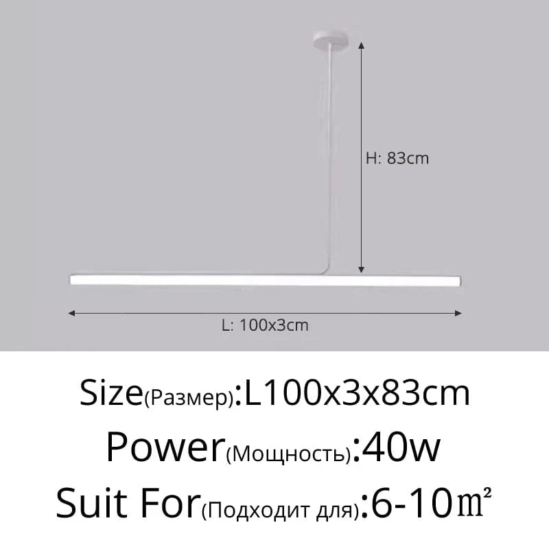 L100 White / 3 Colors no remote Suspension barre led ultra minimalisme