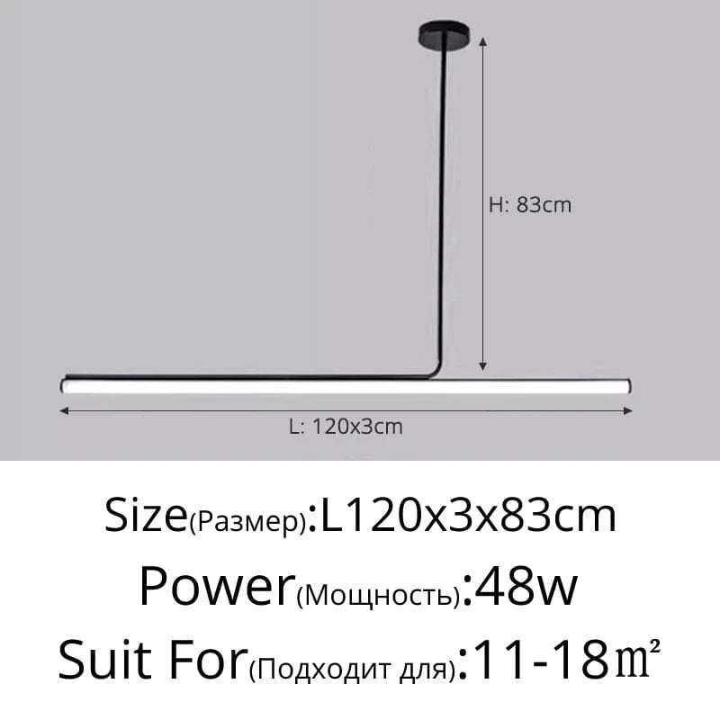L120 Black / 3 Colors no remote Suspension barre led ultra minimalisme