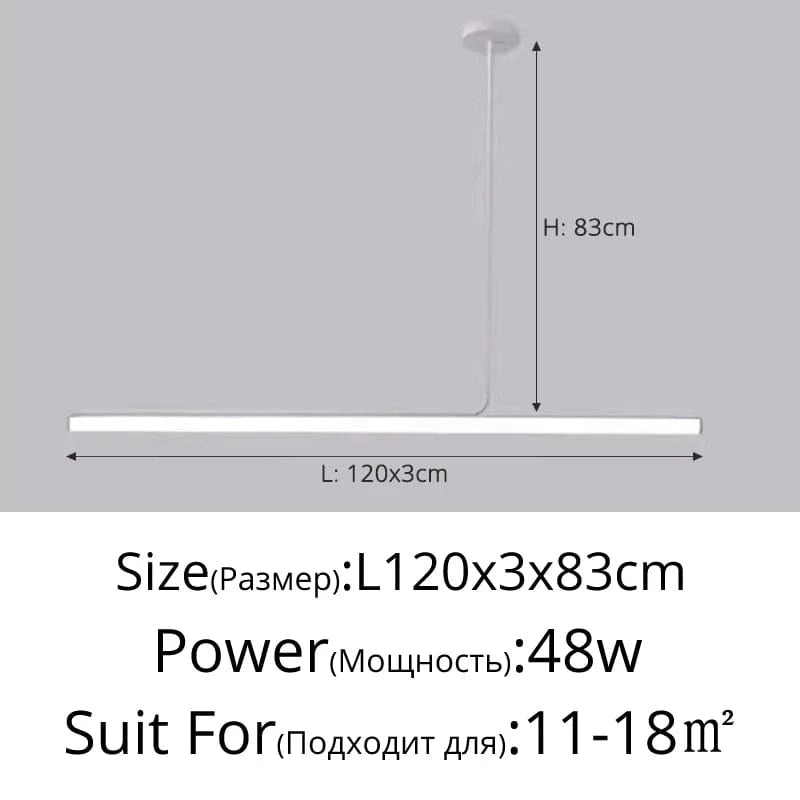 L120 White / 3 Colors no remote Suspension barre led ultra minimalisme