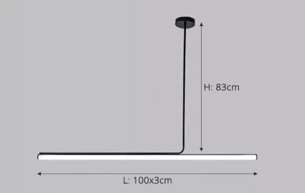 NOIR 100 CM / AMPOULE LUMIÈRE FROIDE Suspension barre led ultra minimalisme