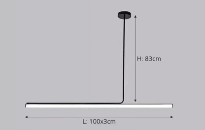 NOIR 100 CM / AMPOULE LUMIÈRE FROIDE Suspension barre led ultra minimalisme