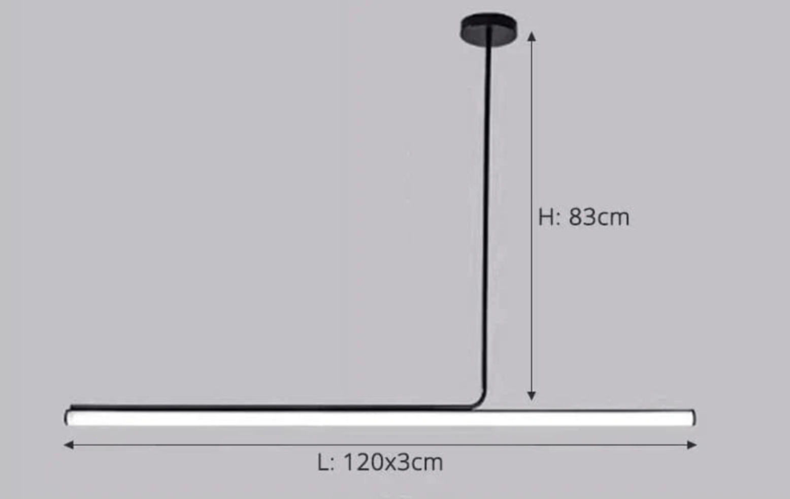 NOIR 120 CM / DIMMABLE CONTRÔLE INTERRUPTEUR Suspension barre led ultra minimalisme