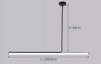 NOIR 120 CM / DIMMABLE CONTRÔLE INTERRUPTEUR Suspension barre led ultra minimalisme