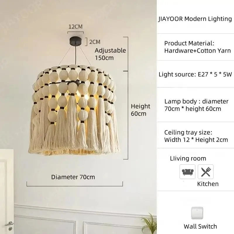 D70CM / warm light Suspension bohème en laine