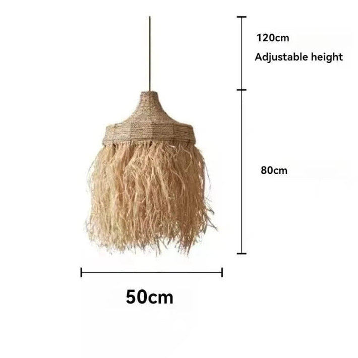 D50cm / warm light 3000K Suspension bohème en paille tressée
