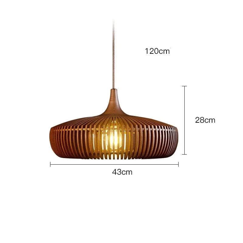 Walnut Diamètre 43cm / LUMIÈRE FROIDE 6000K Suspension bois moderne
