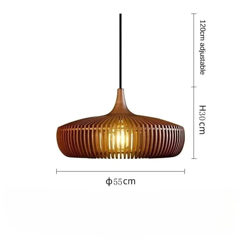 Walnut Diamètre 55cm / TRICOLORE ( CHAUD FROID NEUTRE ) Suspension bois moderne