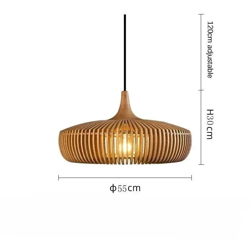 Wood Diamètre55cm / TRICOLORE ( CHAUD FROID NEUTRE ) Suspension bois moderne