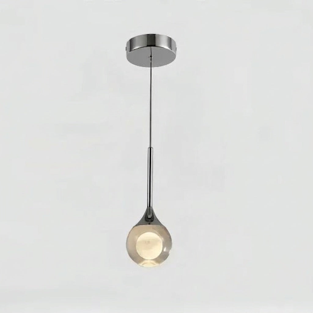 Suspension boule de verre design lunaire Type A Argent / Blanc chaud
