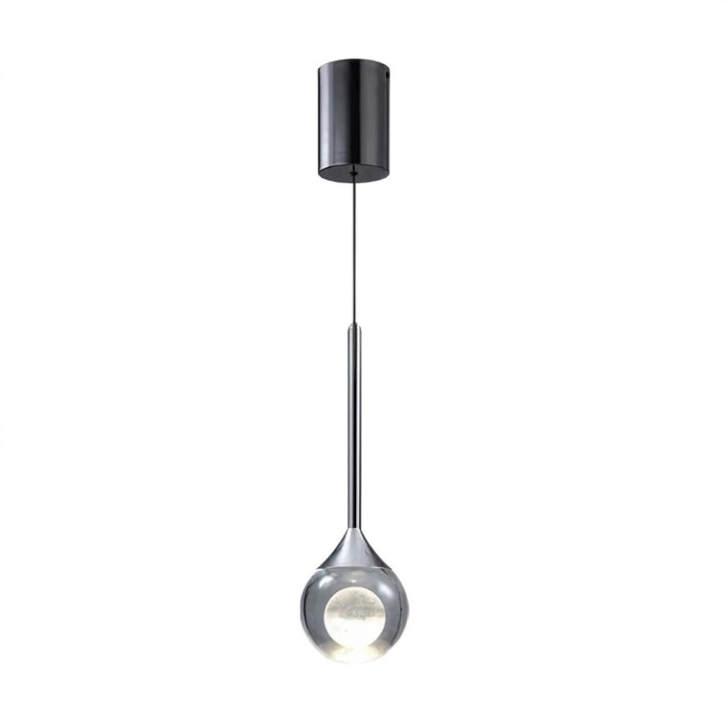 Suspension boule de verre design lunaire Type B Argent / Blanc chaud