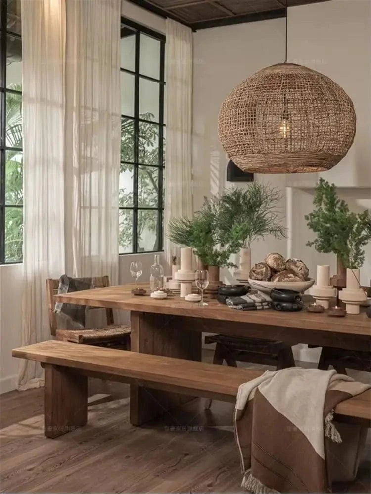 Suspension boule en rotin