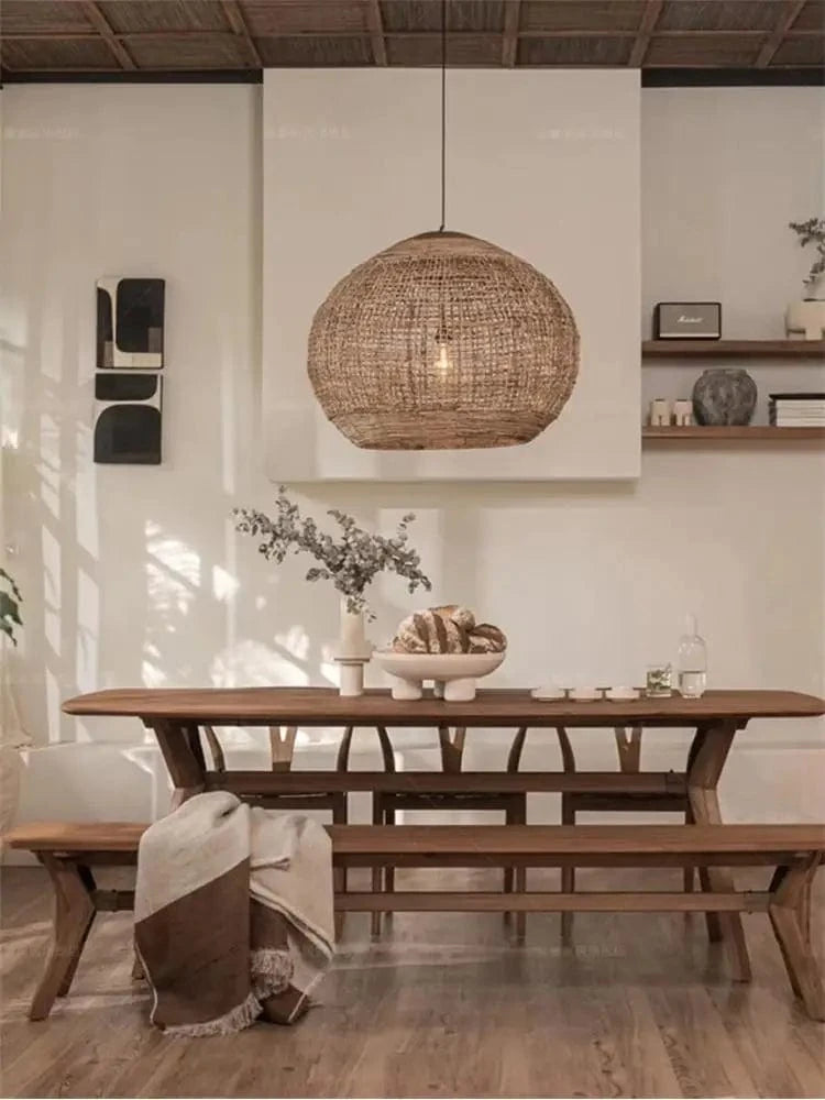 Suspension boule en rotin