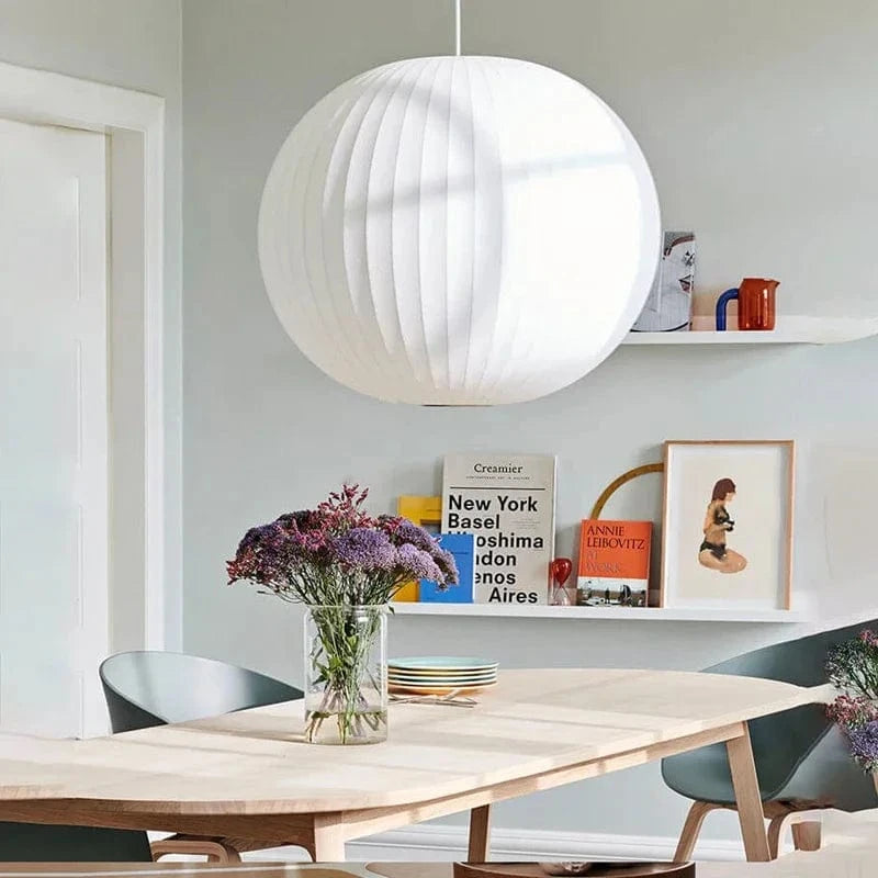 Suspension Boule en tissu blanc