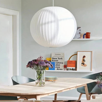 Suspension Boule en tissu blanc