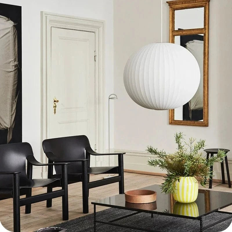 Suspension Boule en tissu blanc