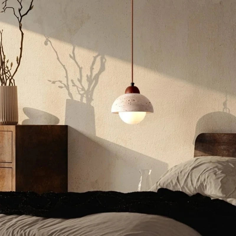 Suspension boule et travertin