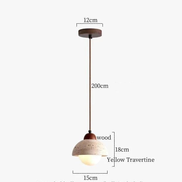 Yellow Travertine 3 / 4W(Max 60W) / CHINA Suspension boule et travertin