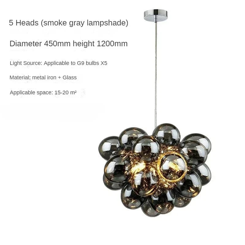 A 5 heads / Warm light Suspension bulle design