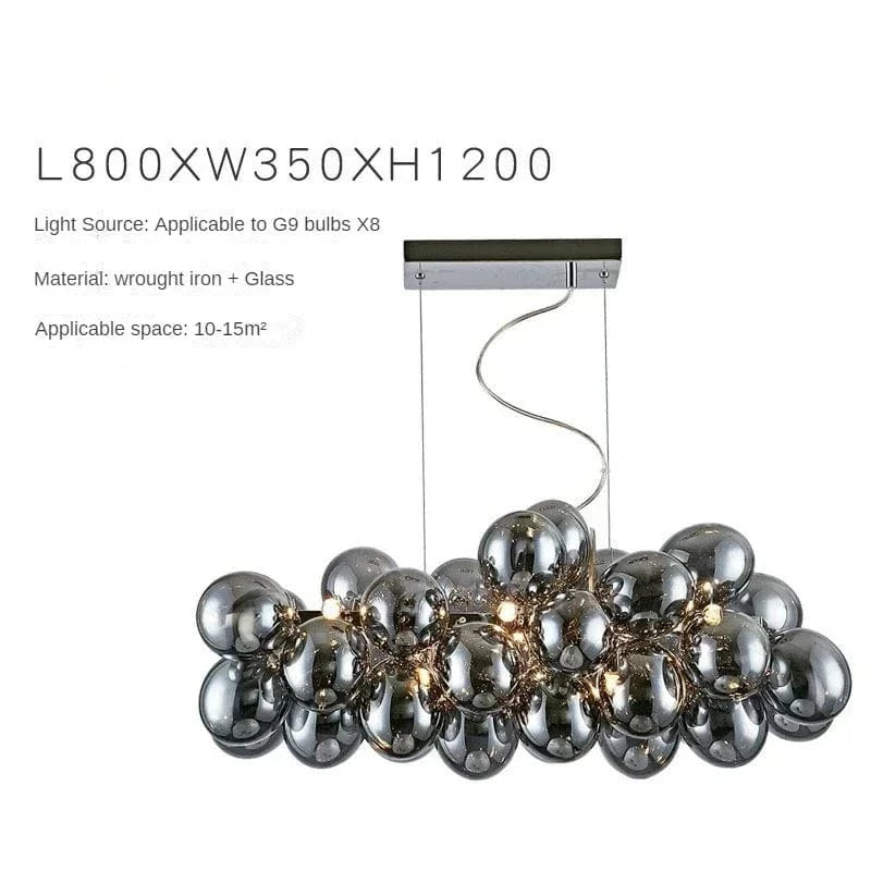 A 8 heads L80 W35cm / cold  light Suspension bulle design