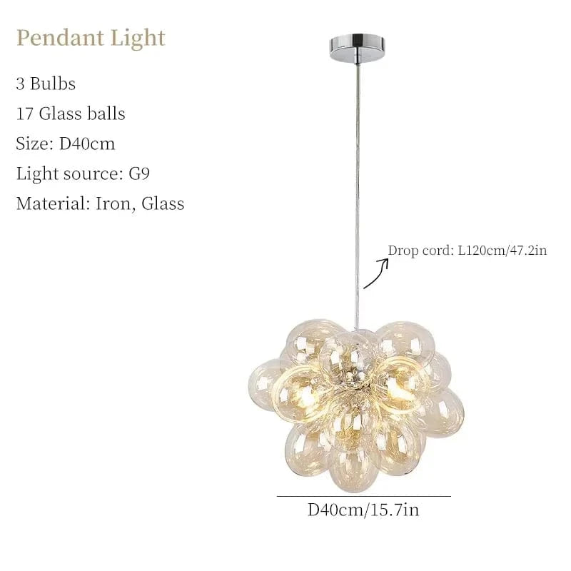 B 3 heads / Warm light Suspension bulle design