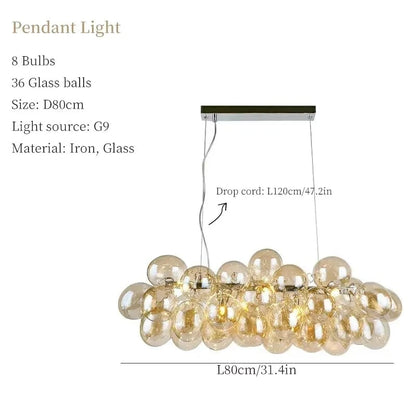 B 8 heads L80 W35cm / 3 color Suspension bulle design