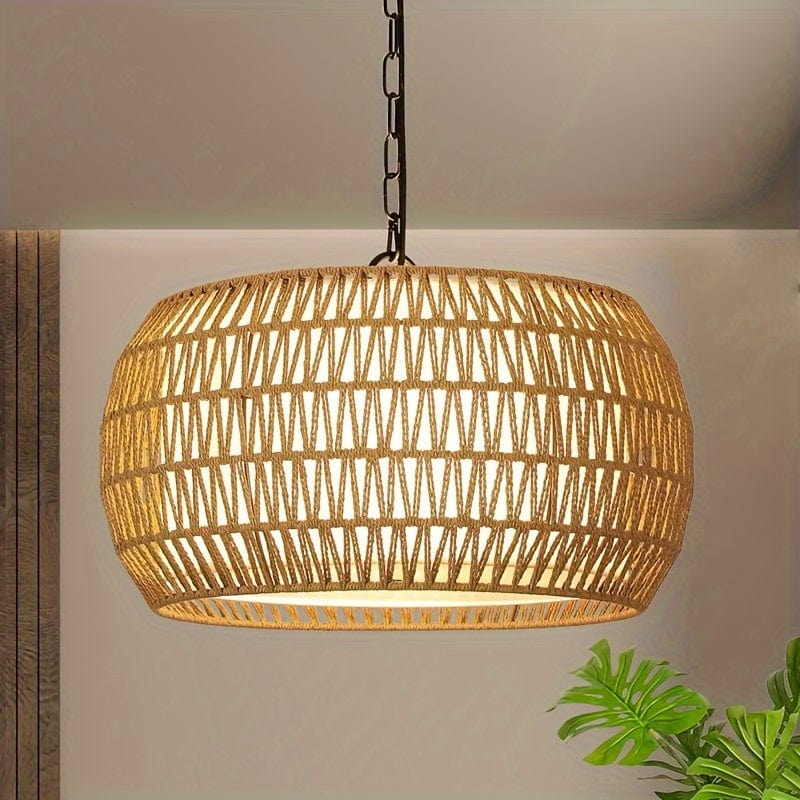 GRAND 48 CM DIAMÈTRE ( 5  AMPOULES ) Suspension corde tressée