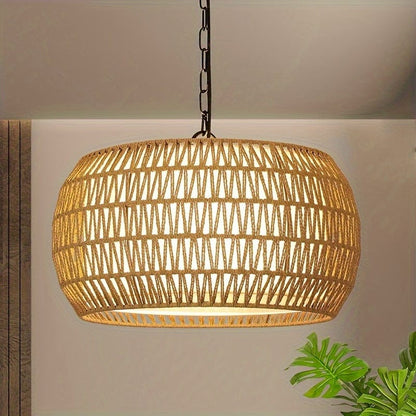 GRAND 48 CM DIAMÈTRE ( 5  AMPOULES ) Suspension corde tressée