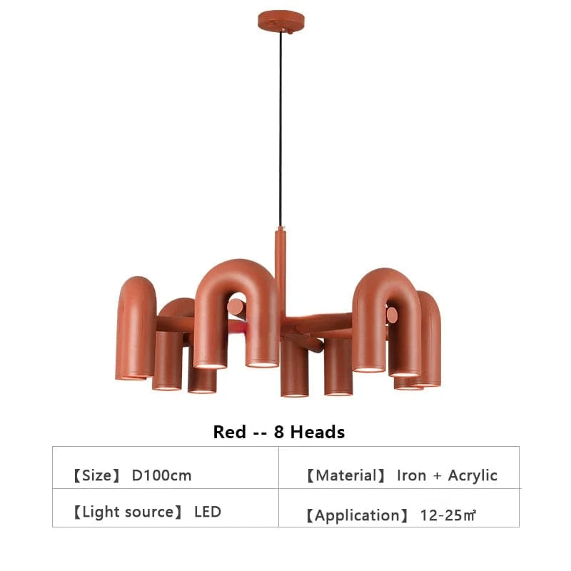 TRICOLORE CONTRÔLE TÉLÉCOMMANDE ( CHAUD FROID NEUTRE ) / 8 TÊTES-orange Suspension de designer Tube