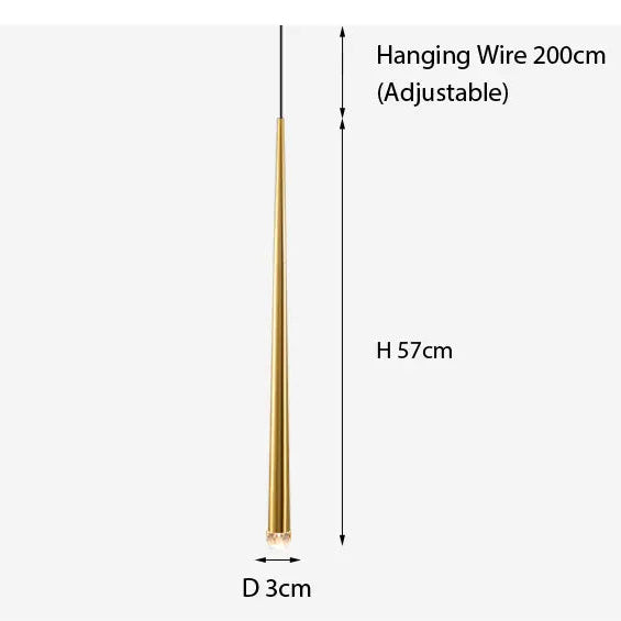 Doré 1 tête / Blanc neutre 4000K Suspension design moderne LED cône allongé