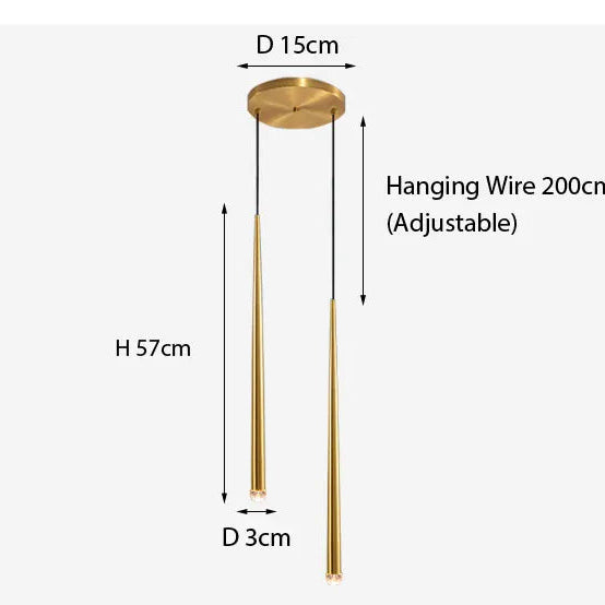 Doré 2 têtes / Blanc neutre 4000K Suspension design moderne LED cône allongé