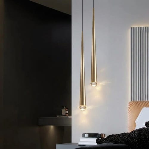Doré 2 têtes / Blanc neutre 4000K Suspension design moderne LED cône allongé