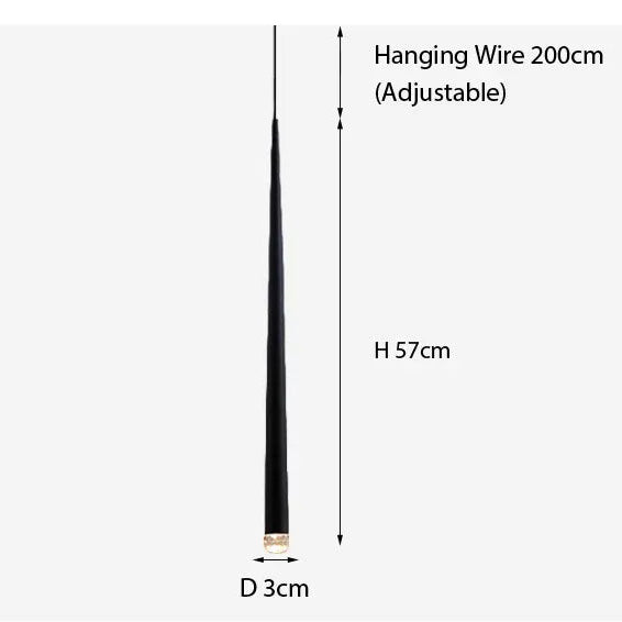 Noir 1 tête / Blanc chaud 3000K Suspension design moderne LED cône allongé
