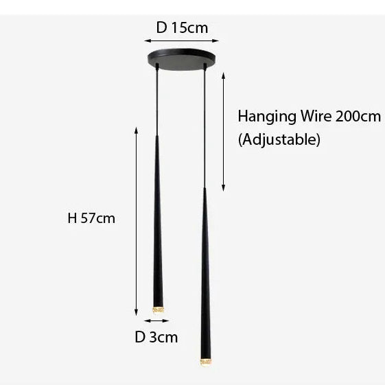 Noir 2 têtes / Blanc neutre 4000K Suspension design moderne LED cône allongé